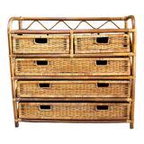 Rattan furniture and wicker vintage chest of drawers chiffonnier 70s