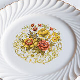 6 flat plates old floral edges fluted edges