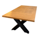 Solid oak dining table with extension 180/260 x 100 cm – X metal leg