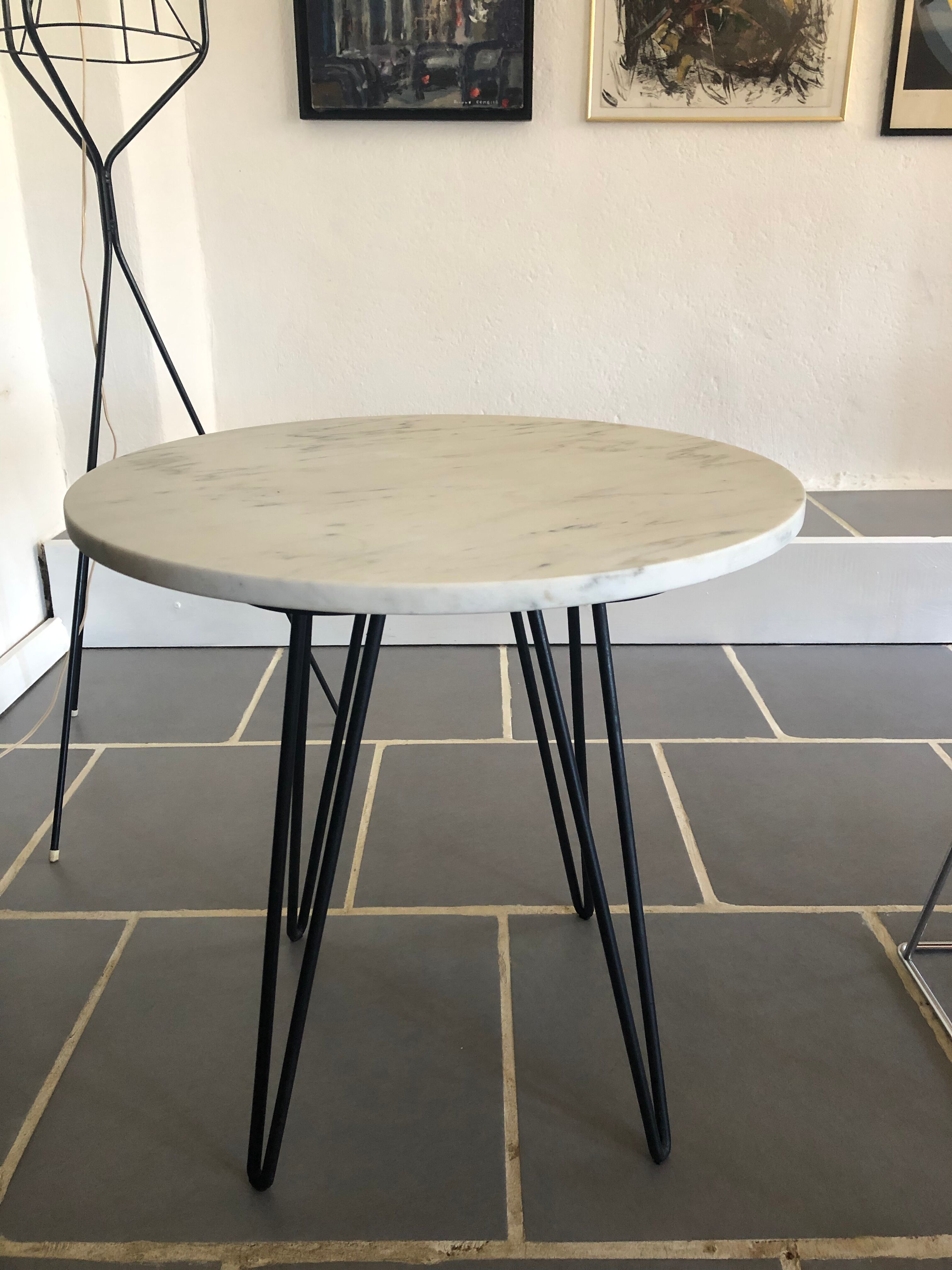 Vintage marble tray side table