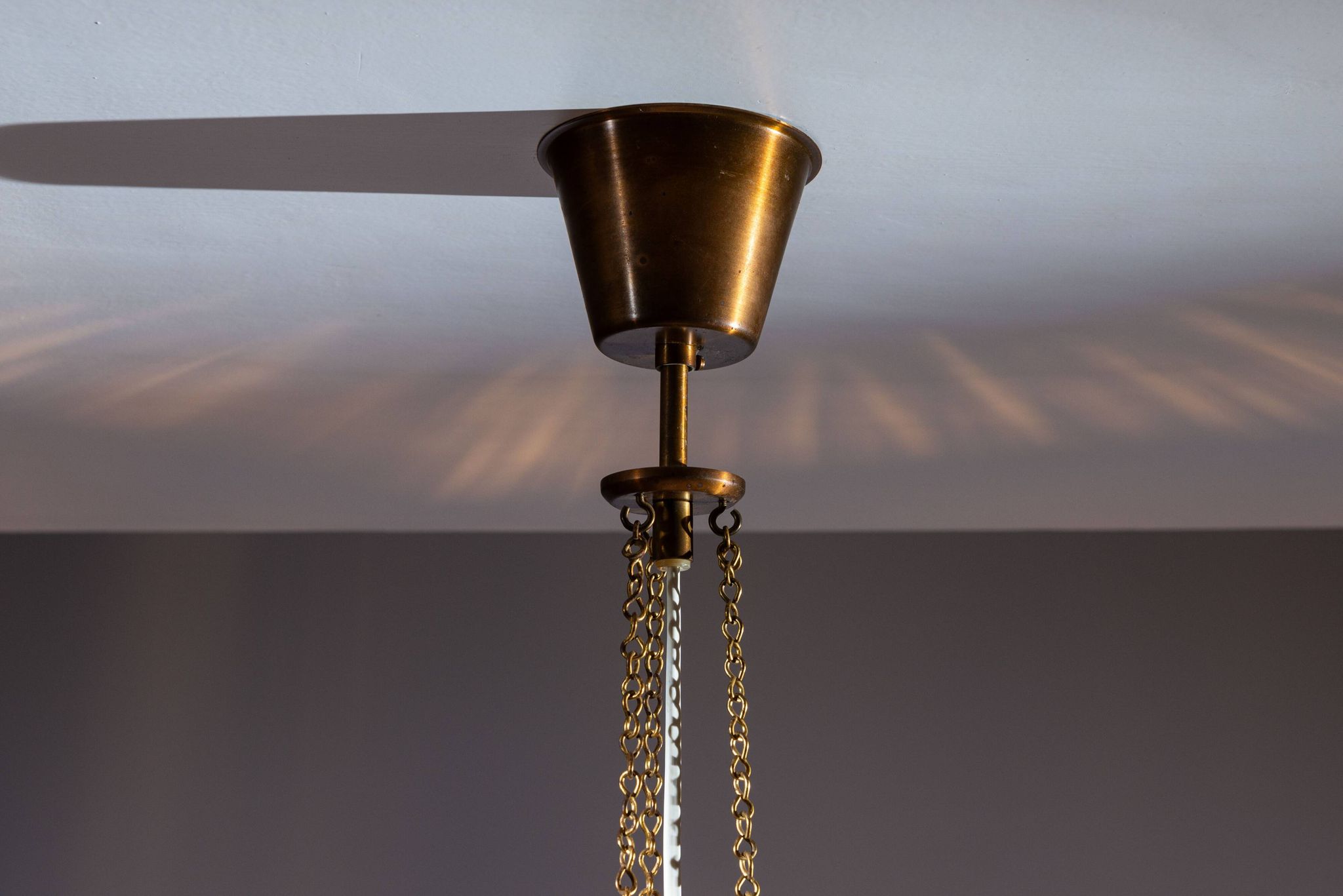 Swedish pendant with glass leaf shades and a center shade of amber coloured