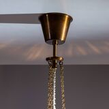 Swedish pendant with glass leaf shades and a center shade of amber coloured