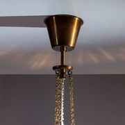Swedish pendant with glass leaf shades and a center shade of amber coloured