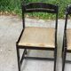 4 black solid wood and beige leather chairs from the 80s