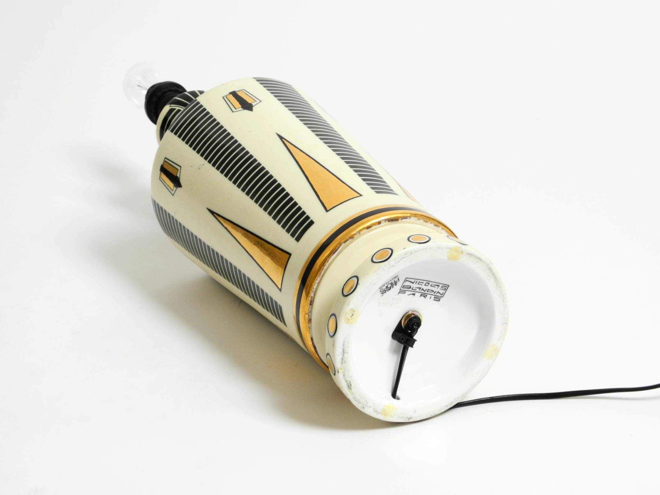 Large ceramic table lamp with Egyptian motifs by Nicolas Blandin, Paris