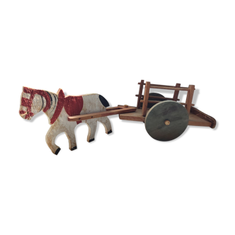 Horse with wooden cart