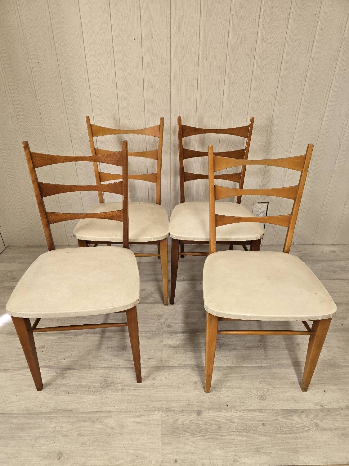 4 beech chairs, 1960s