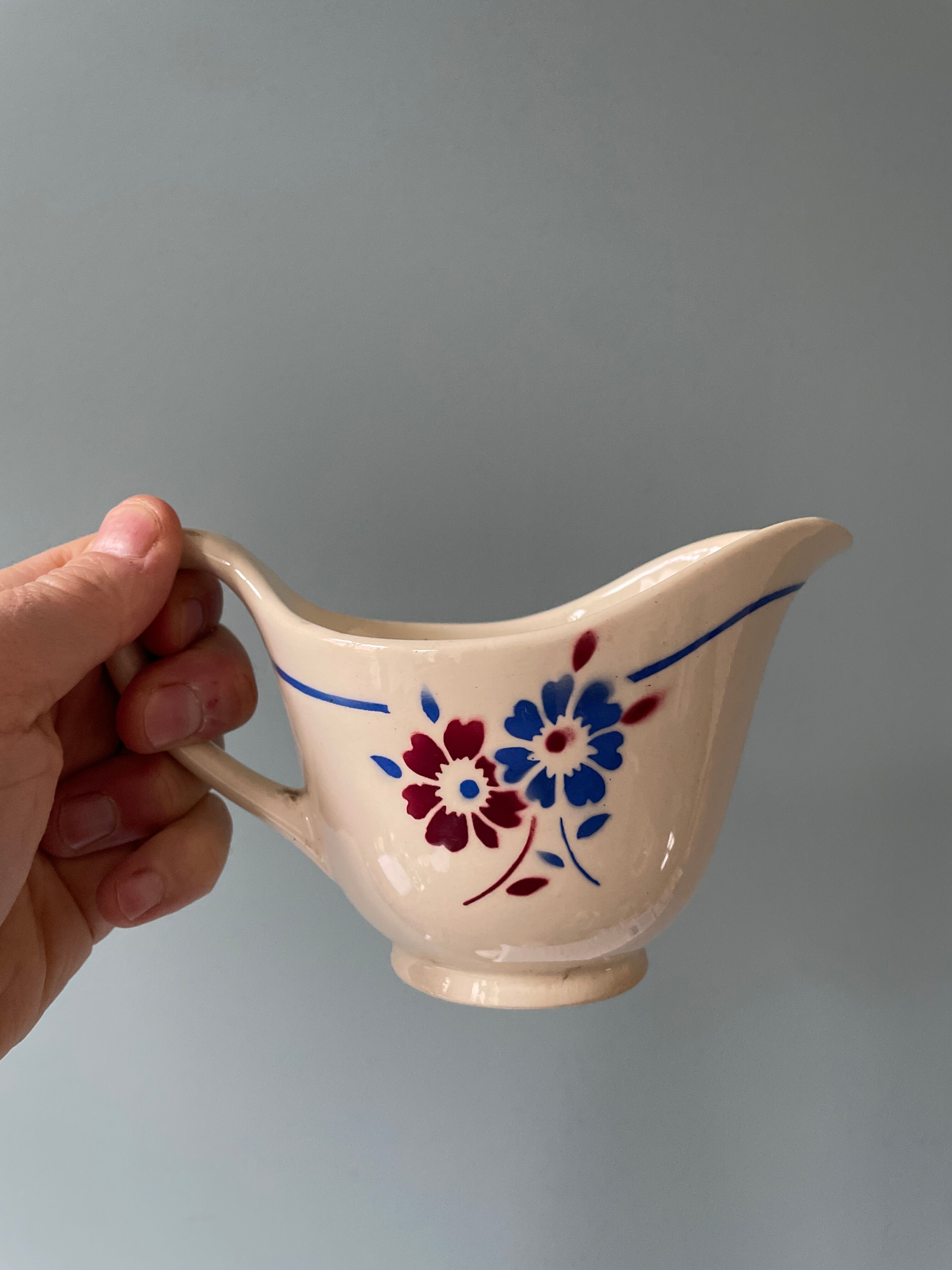 Vintage milk jug, model "Sylvain" earthenware of Lunéville