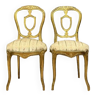 Paire de chaises style Louis XV en bois doré vers 1850