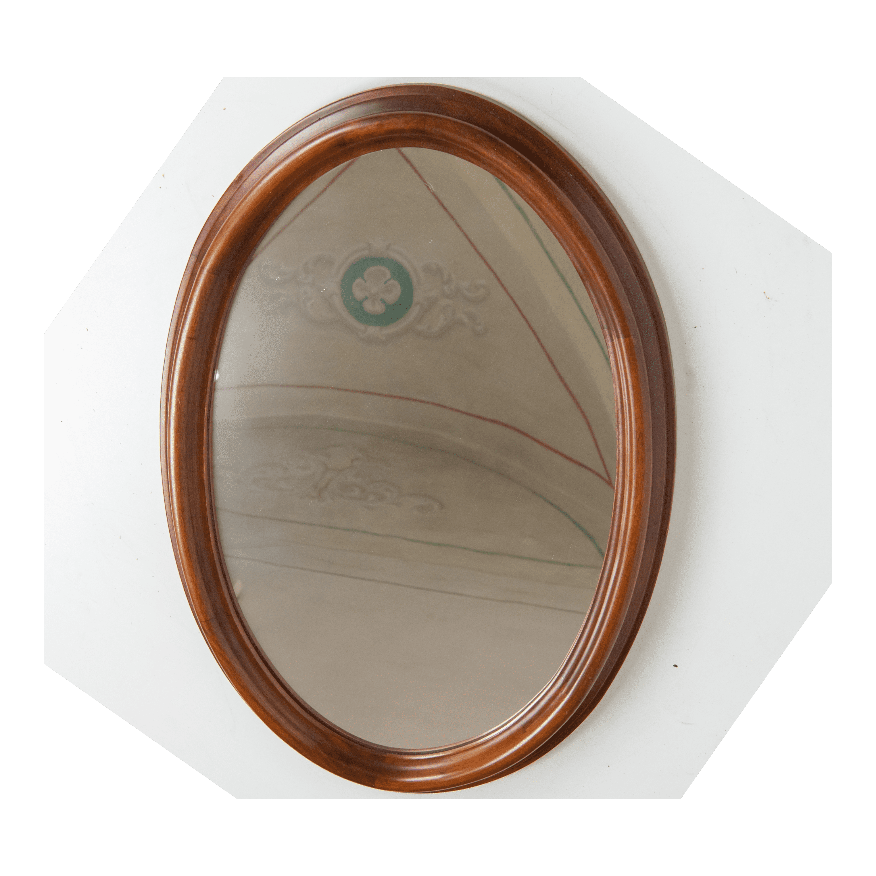 1950 Vintage Oval wood Mirror