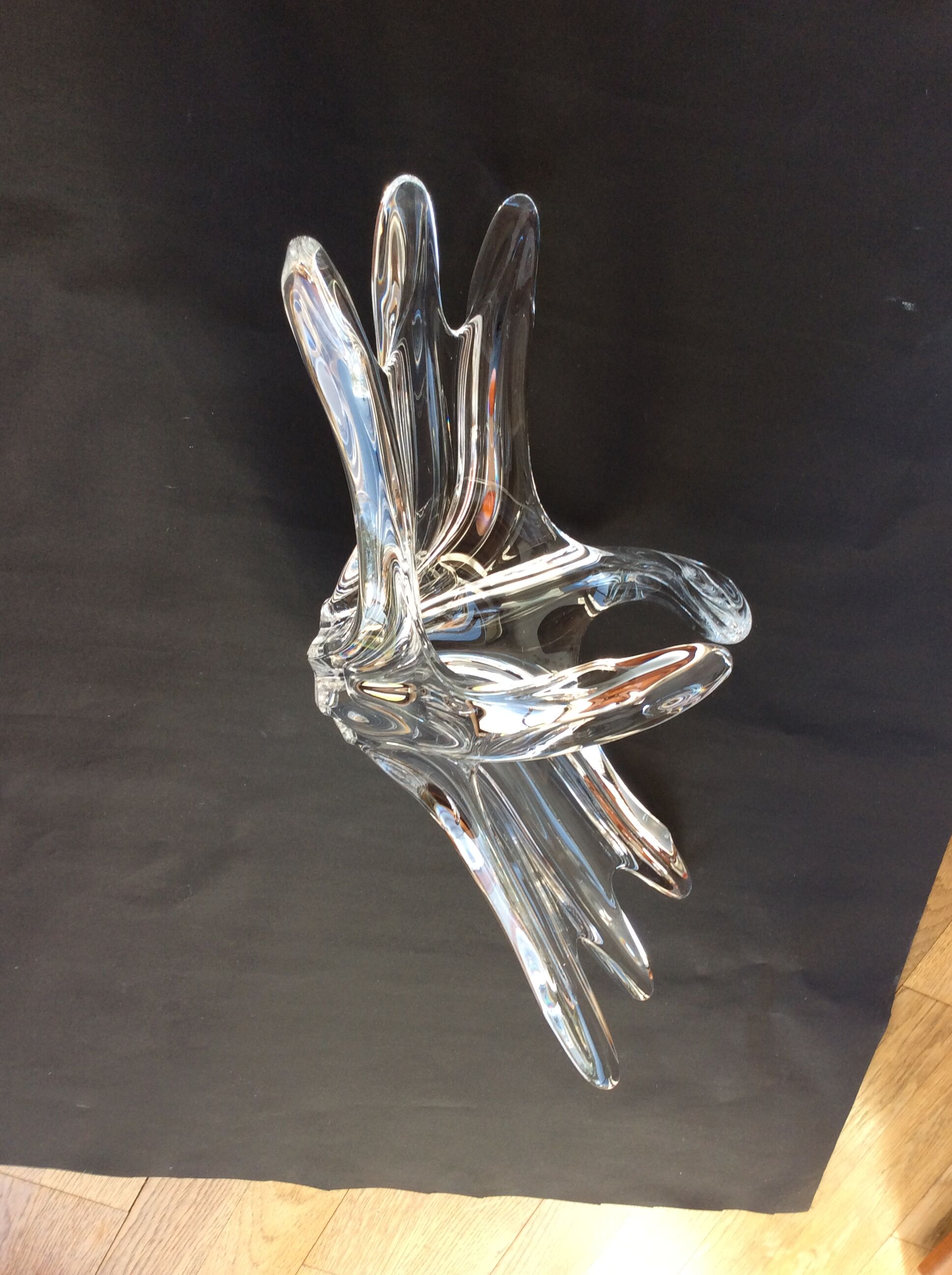 Crystal fruit cup with handles Art Vannes France - vintage