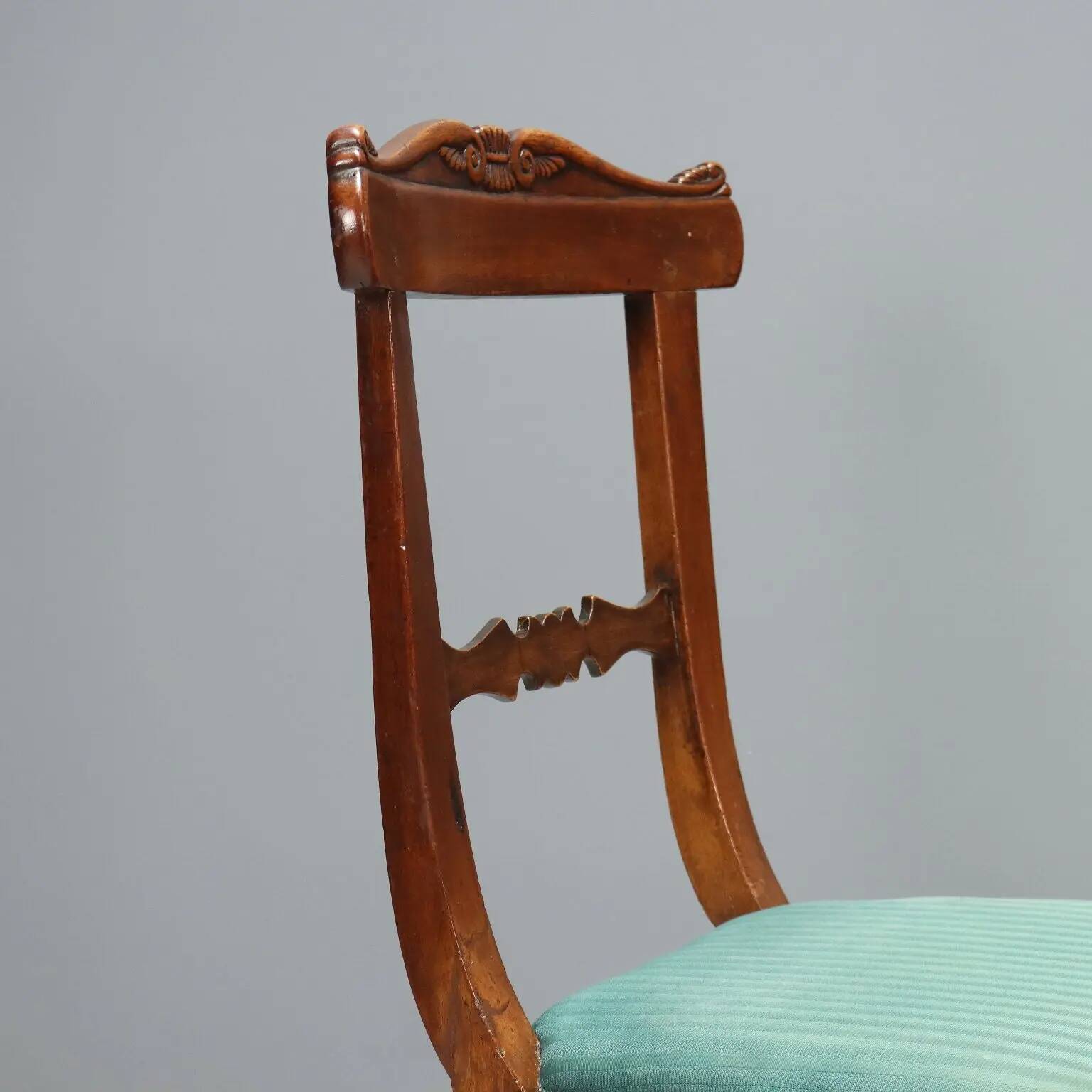 Antique Louis-Philippe walnut chairs with upholstered seats, 19th century.