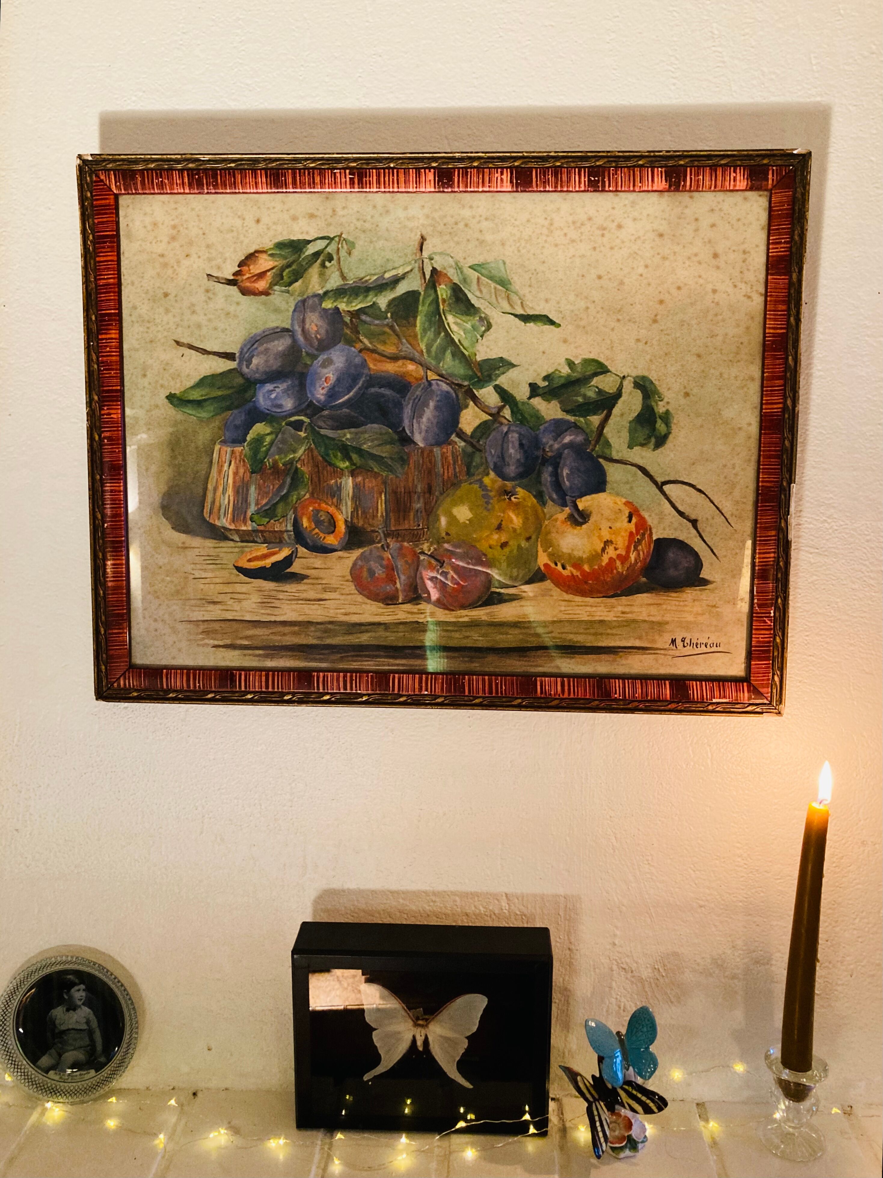 Watercolor still life fruits