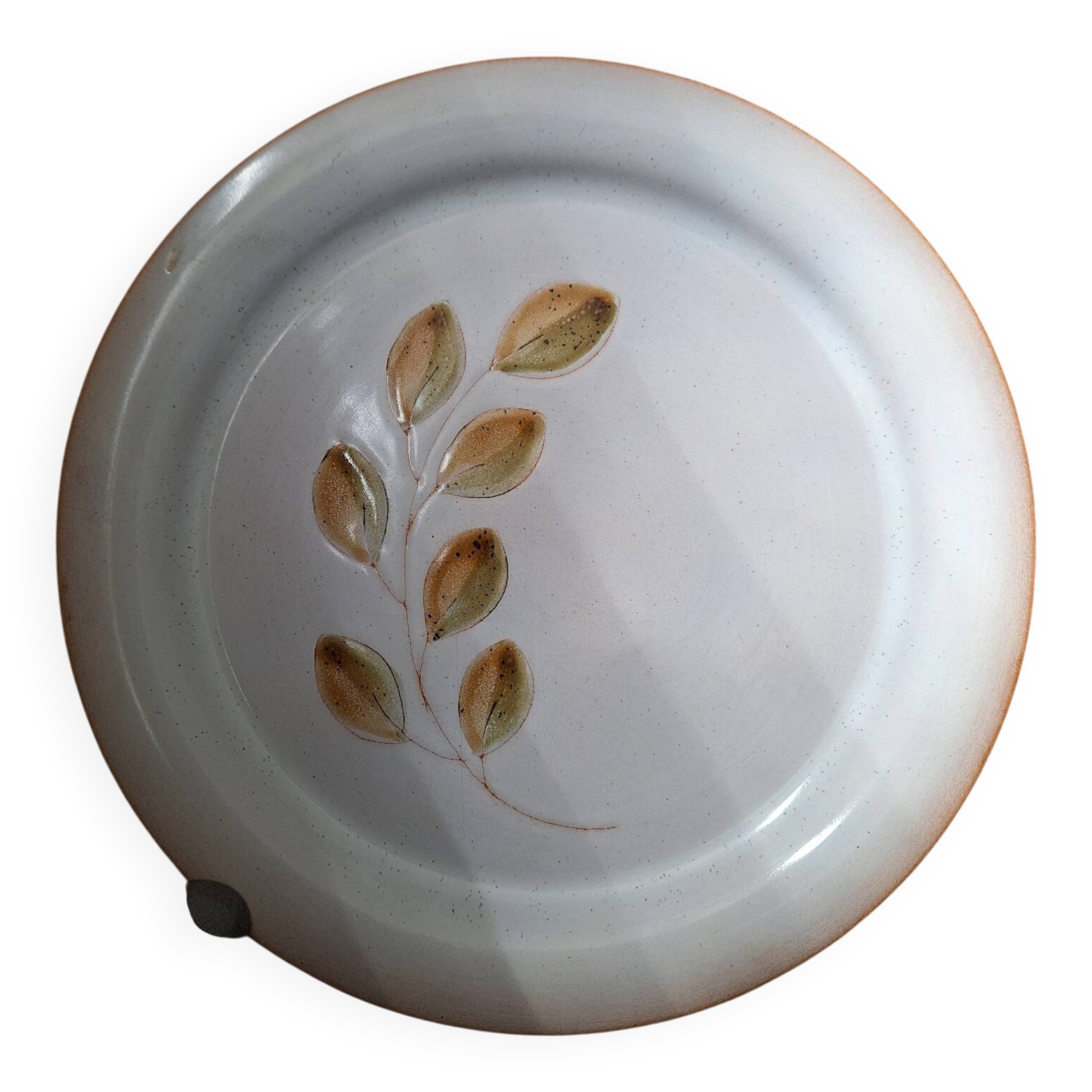 Assiette plate vintage faïence de St Amand motif feuillage Cevennes