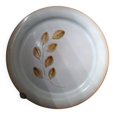Assiette plate vintage faïence de St Amand motif feuillage Cevennes