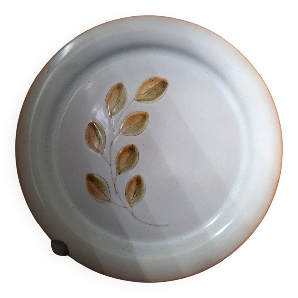 Assiette plate vintage faïence de St Amand motif feuillage Cevennes