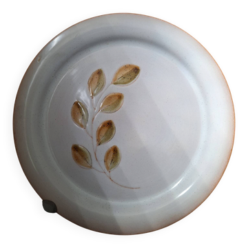 Vintage plate from St Amand, faience, with a foliage motif from the Cevennes.