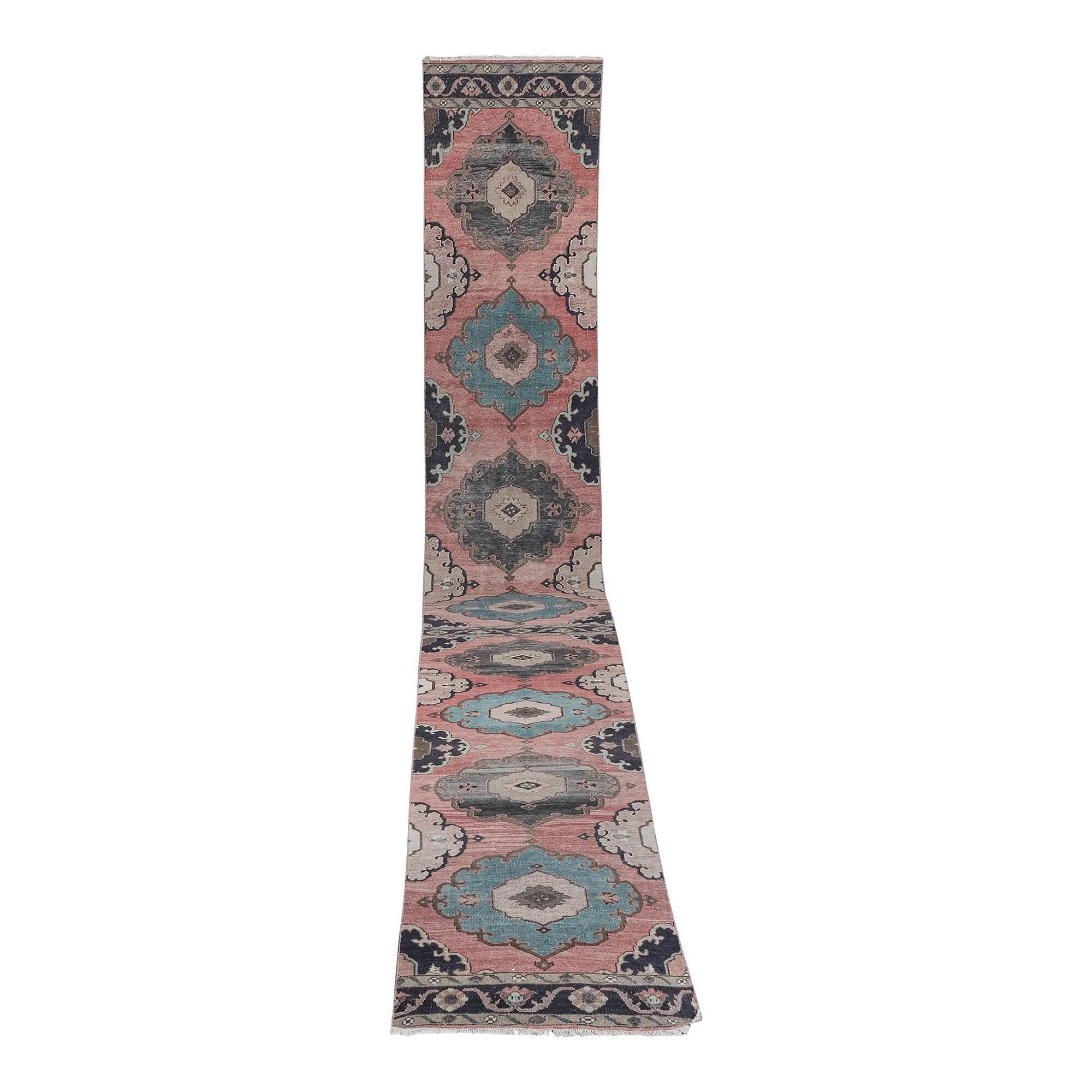 Vintage Turkish hallway rug 86x780 cm