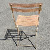 Golden folding chair by Yonel Lebivici and Bernard Berthet