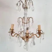 Antique Glass & Gilded Metal Chandelier 1900