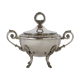 Silver sugar bowl with paw feet and ornate handles