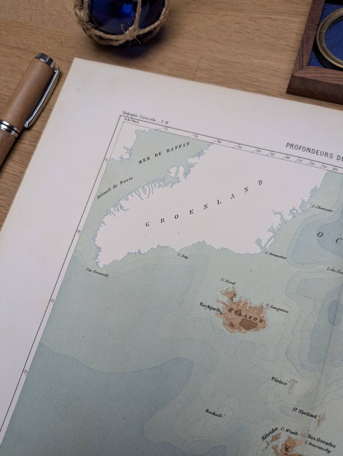 The North Atlantic, original map printed in 1879.
