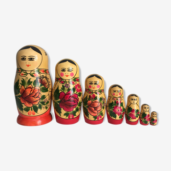 7 Russian dolls Matriochka, vintage