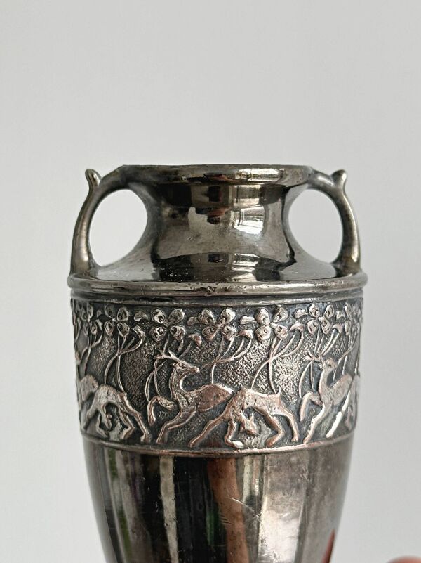 Petit vase amphore métal argenté ancien