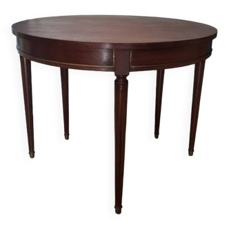 Console / Table ronde demi-lune - 5 pieds- style Louis XVI - teinte acajou - Extensible