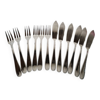 SFAM 6 Silver-Plated Fish Cutlery Sets, 12 Pieces