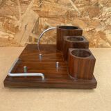 Old Smoking Kit Storage In Wood & Aluminum Vintage #B089
