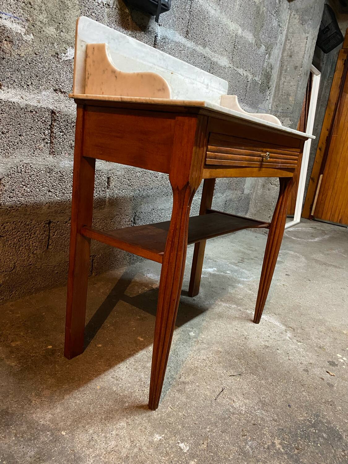 Antique dressing table, white marble