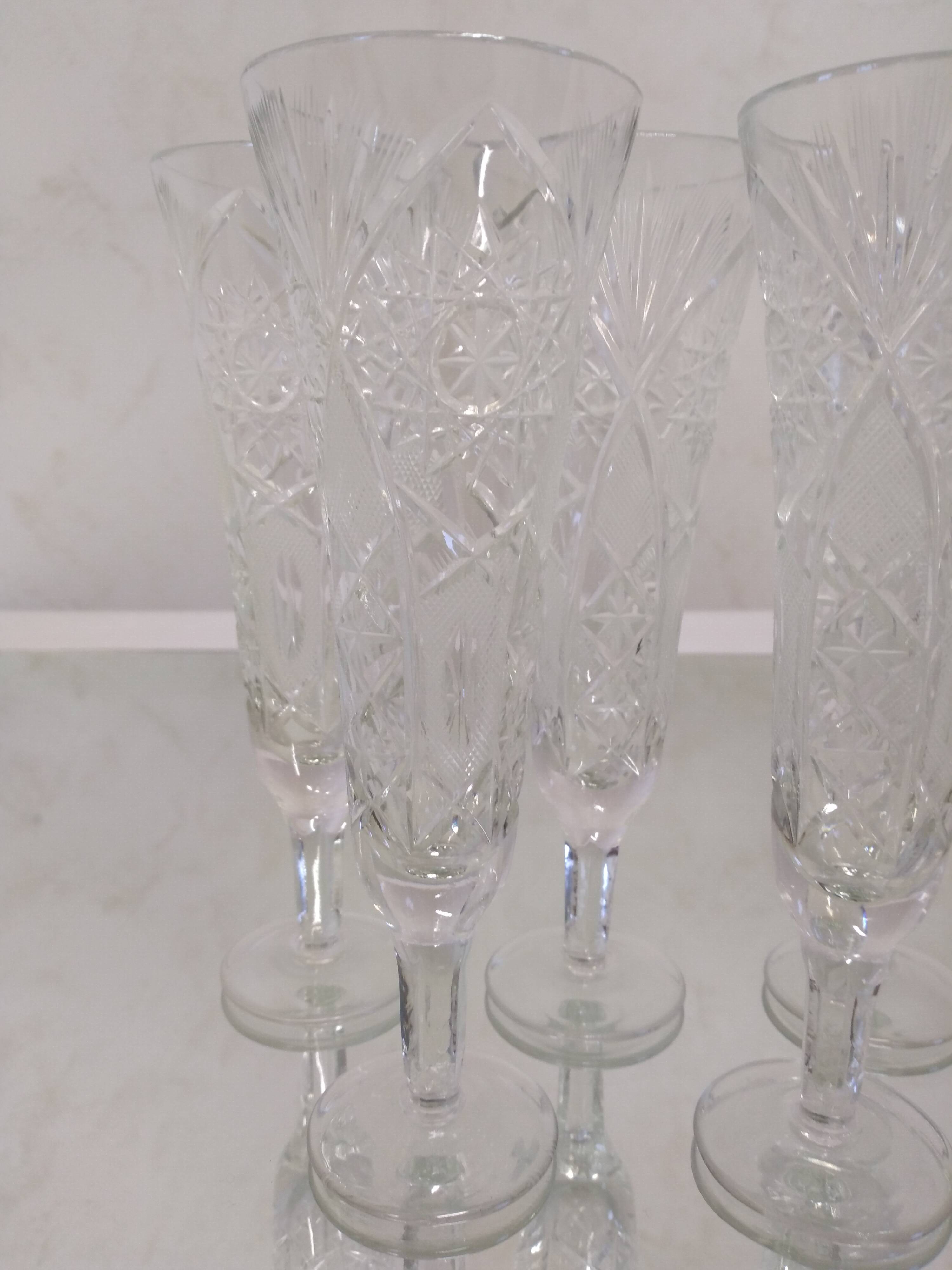 Cut crystal champagne flutes