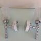 Pair of torch  in glass and chrome metal / vintage 70s wall light