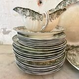 Doulton Burslem Melrose green English earthenware dinner service for 6 people