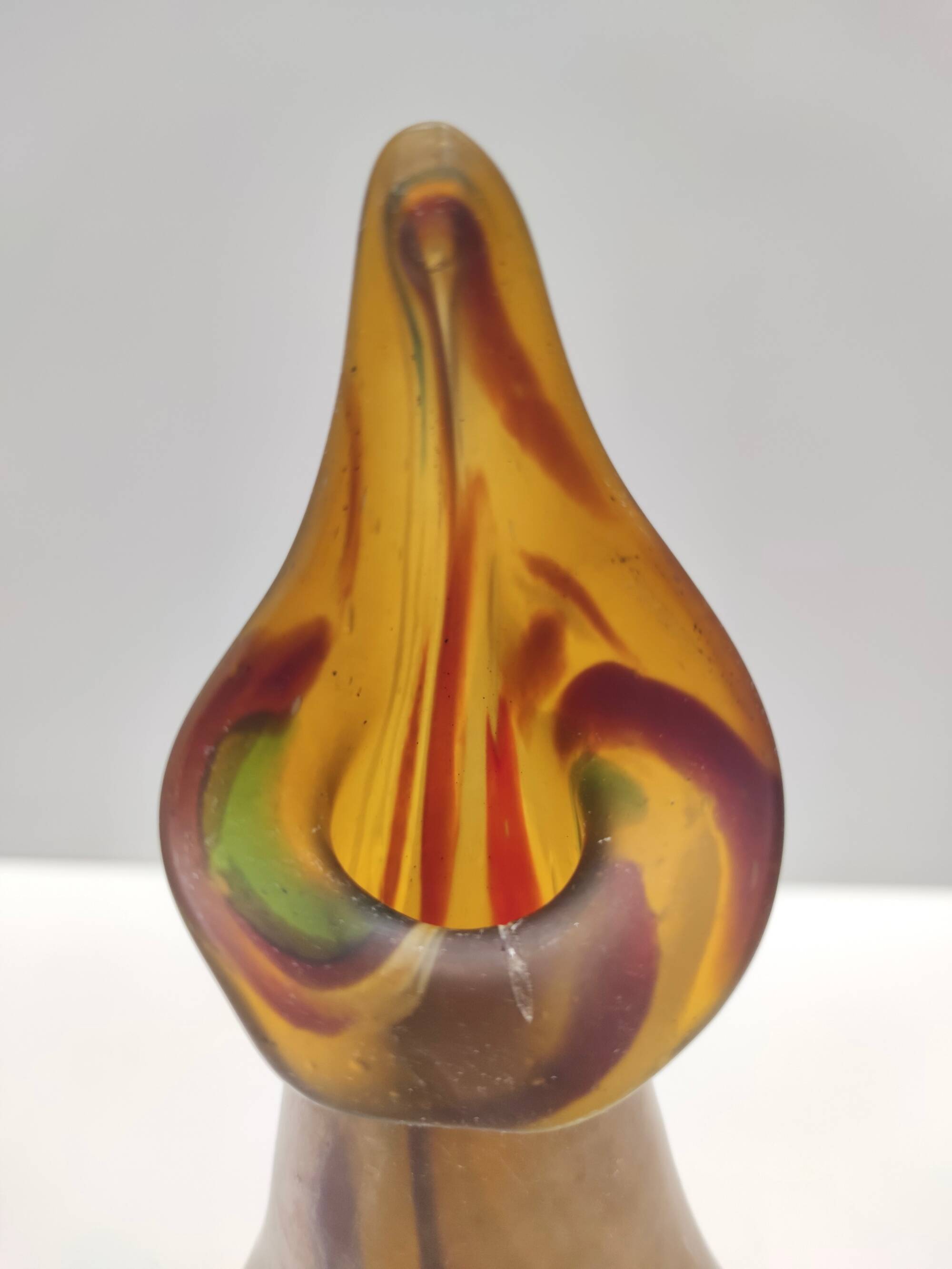 Experimental Amber Murano Glass Vase attr. to Anzolo Fuga, Italy