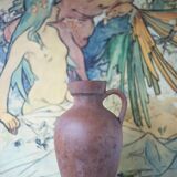 Terracotta jug with vintage handle, terracotta vase, interior decoration, primitive, pitcher
