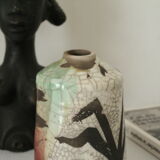 Polychrome raku vase