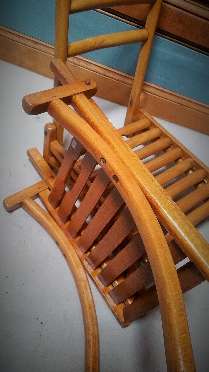 Paire de fauteuils de plage pliants art déco