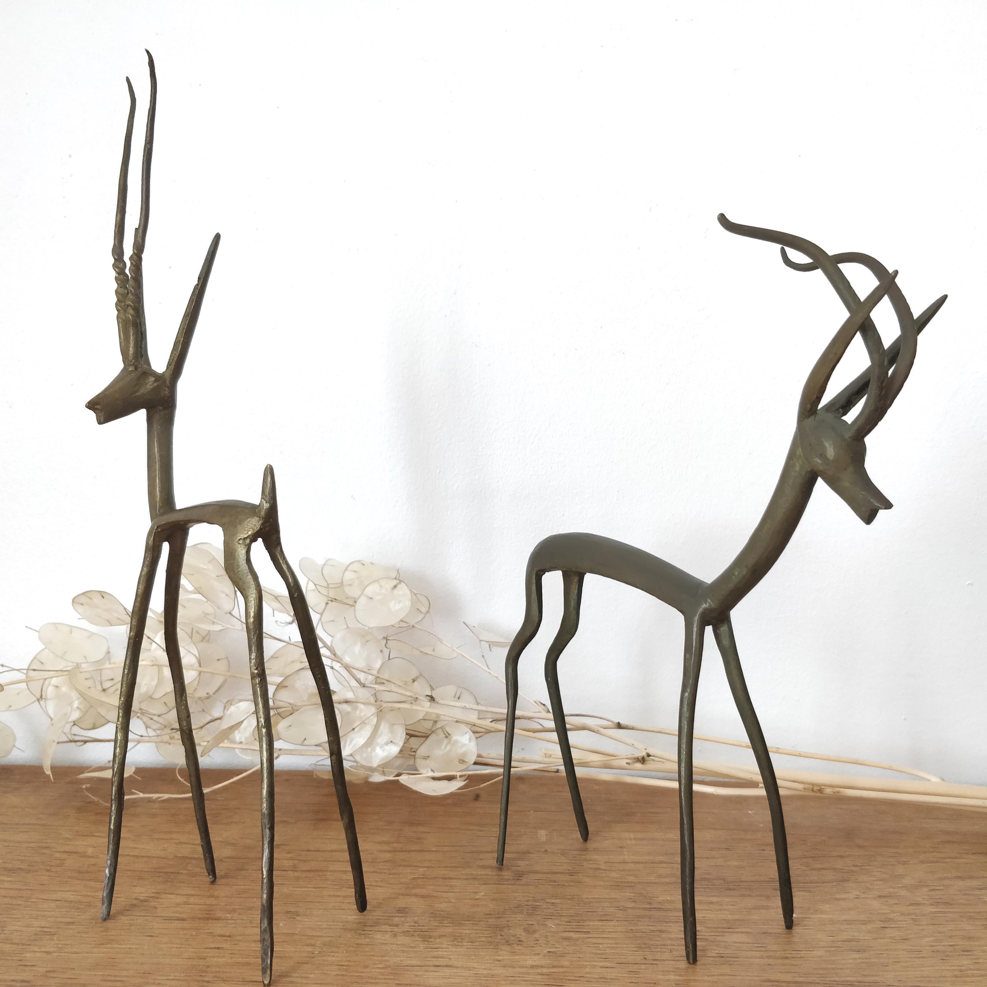 Duo of african brass gazelles