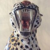 Enamelled terracotta leopard from the 60s Italy