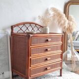 Rattan chest of drawers from the 1970s.