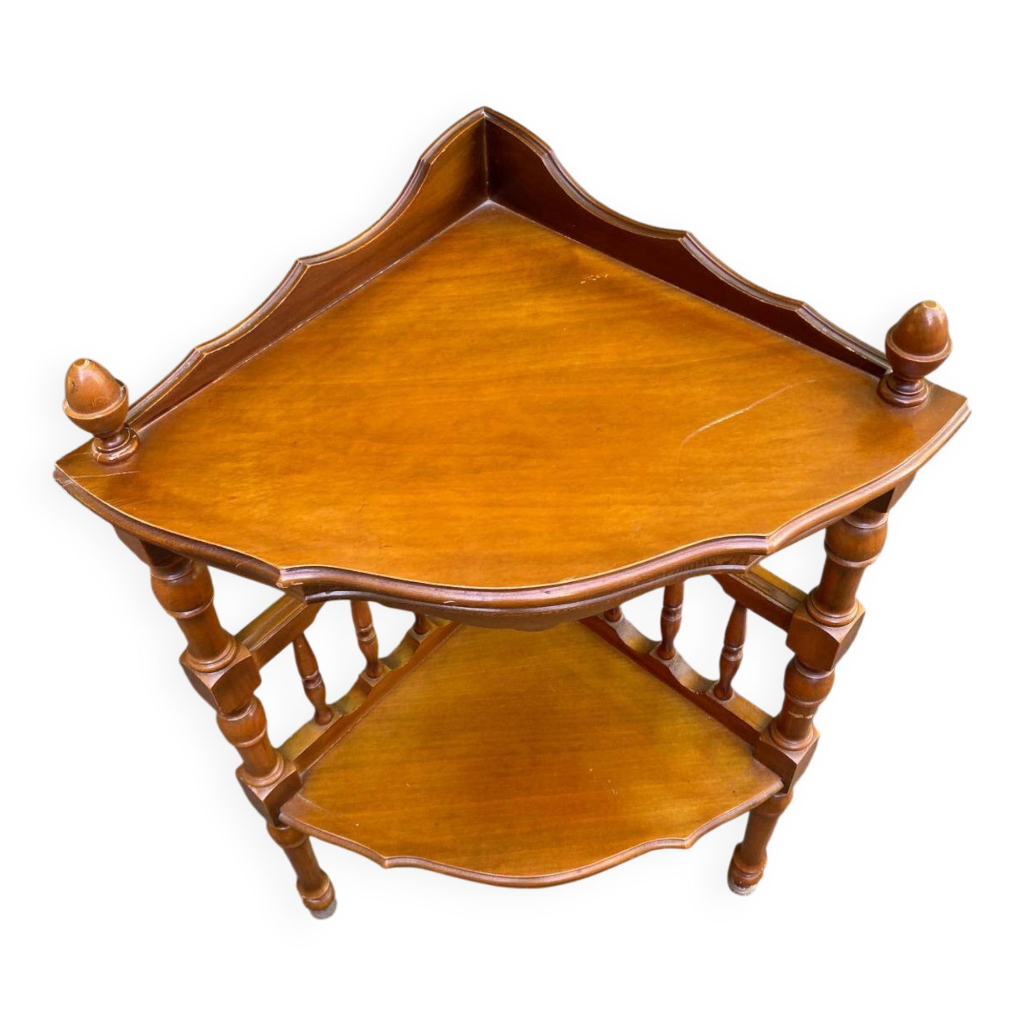 Corner shelf with 2 levels in wood