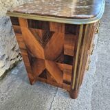 Louis xv 3-drawer chest of drawers in marquetry and bronze marble top