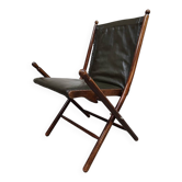 Vintage leather folding chair 'Campaign chair' 1950