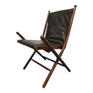 Chaise pliante en cuir vintage 'Chaise de campagne' 1950
