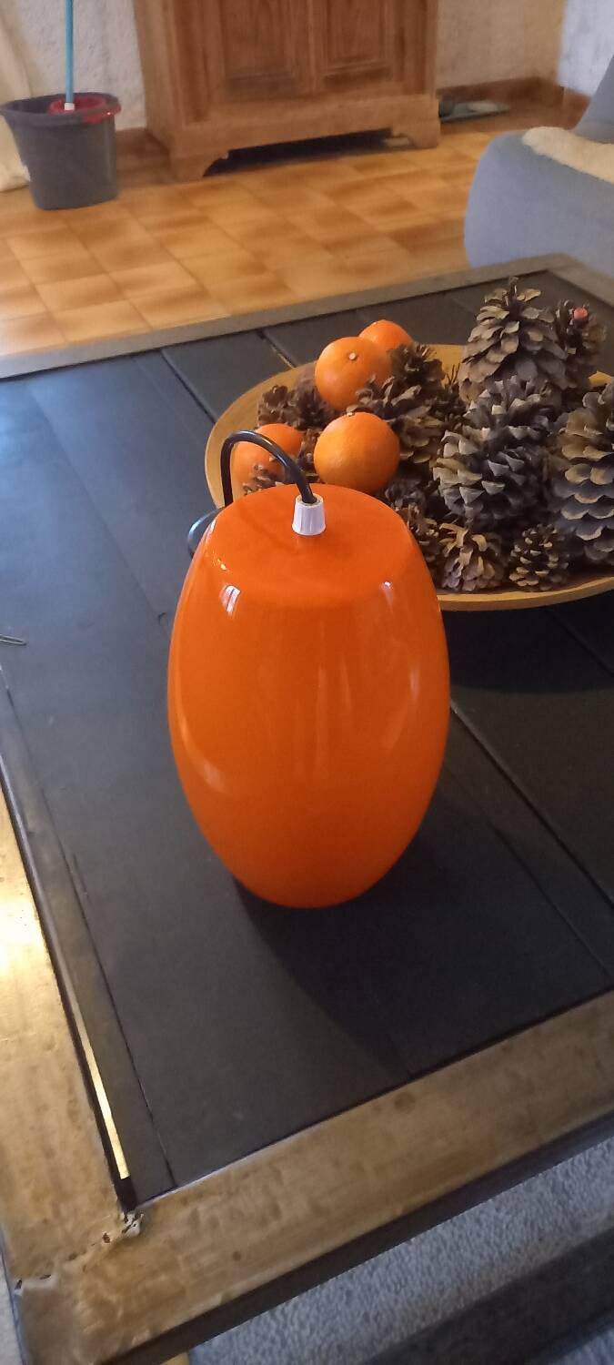 Suspension vintage en verre orange