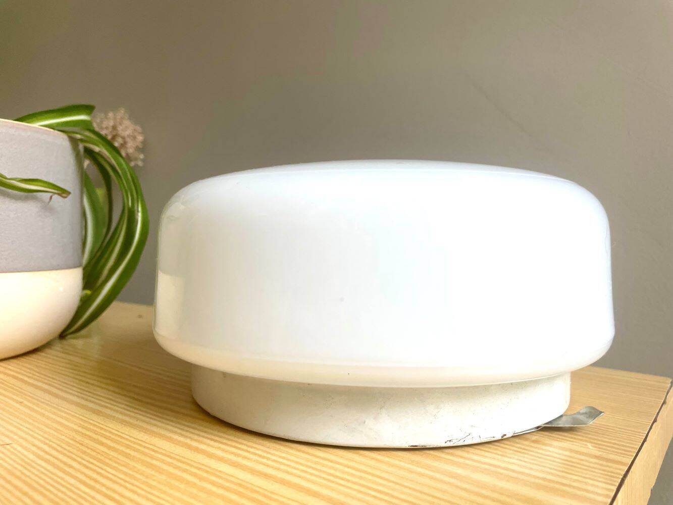 Minimalist white opaline glass pill flush mount ceiling or wall lamp