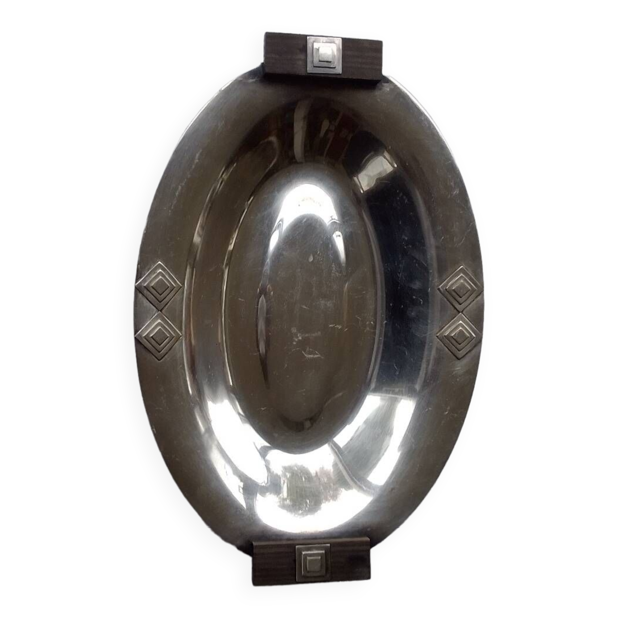 Art deco silver metal basket dish