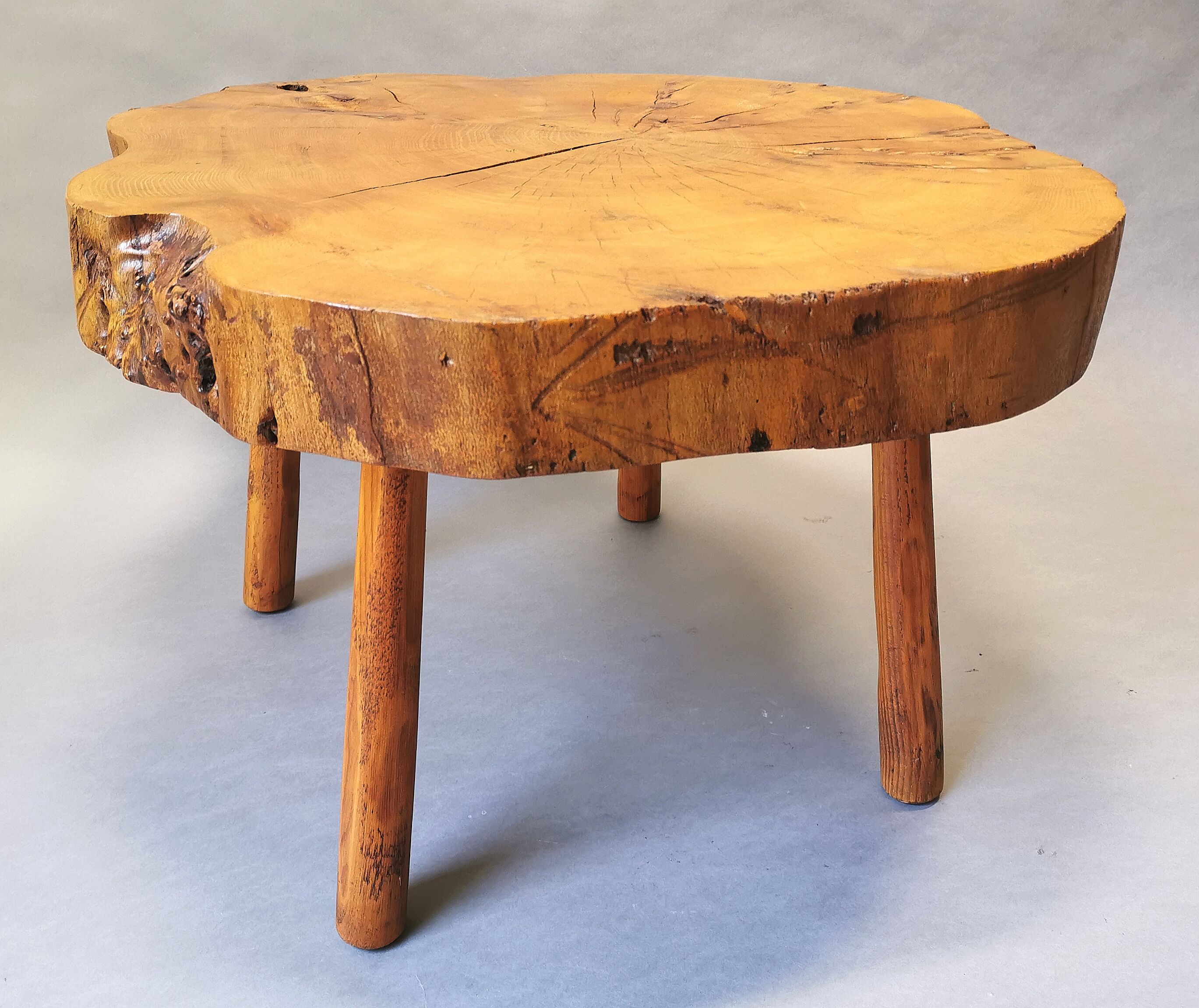 Coffee table elm tree trunk 70s
